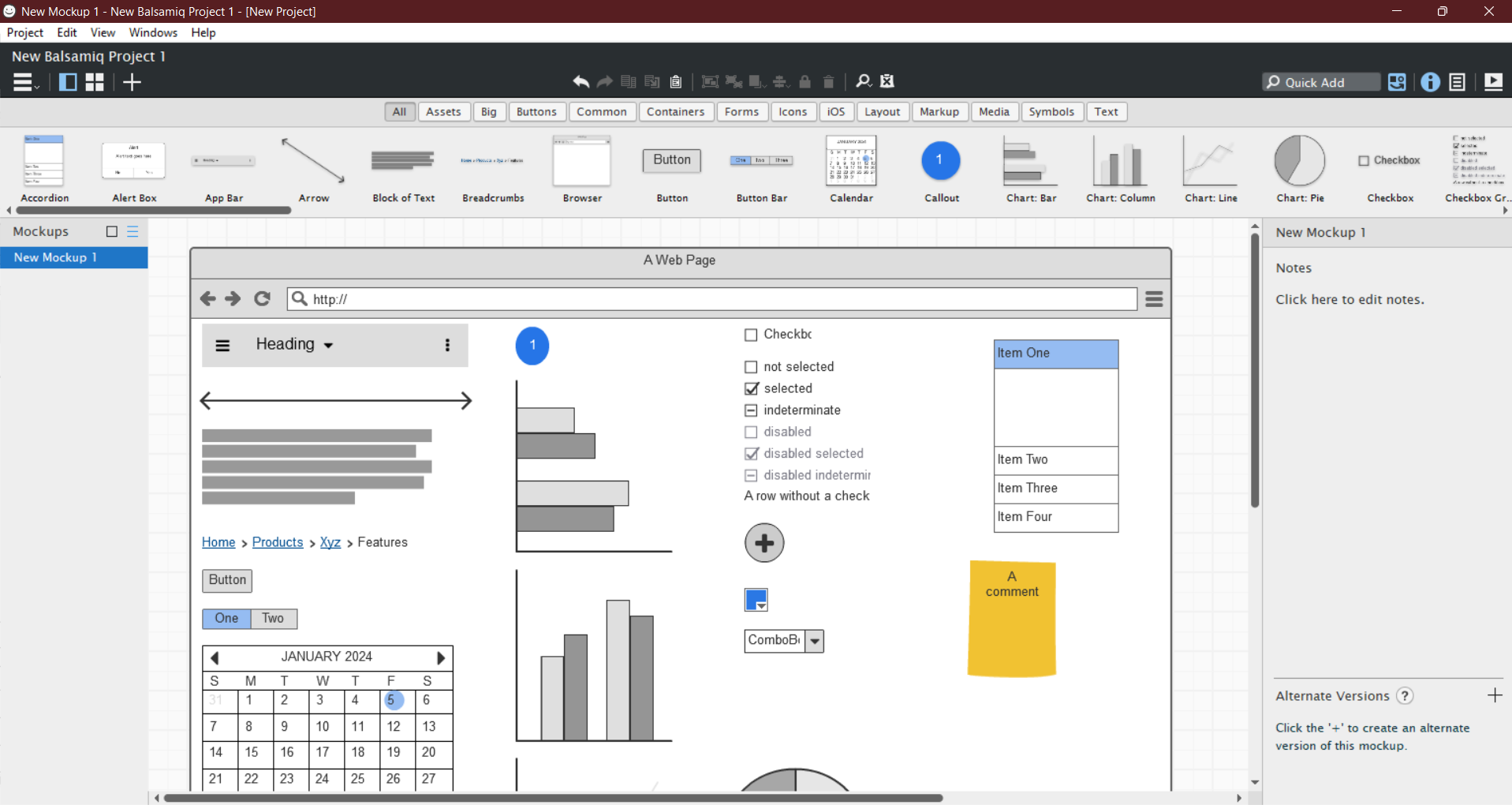 Balsamiq wireframe